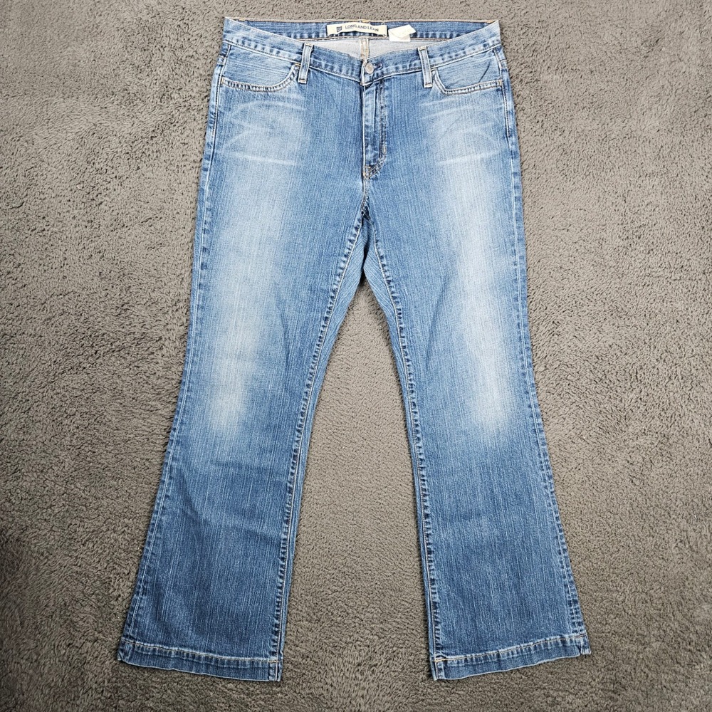 Gap Long and Lean Stretch Jeans Womens 14 Regular Blue Flare Denim Y2K‎ USA Made